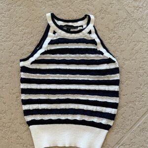 White House Black Market Navy and White Striped Top